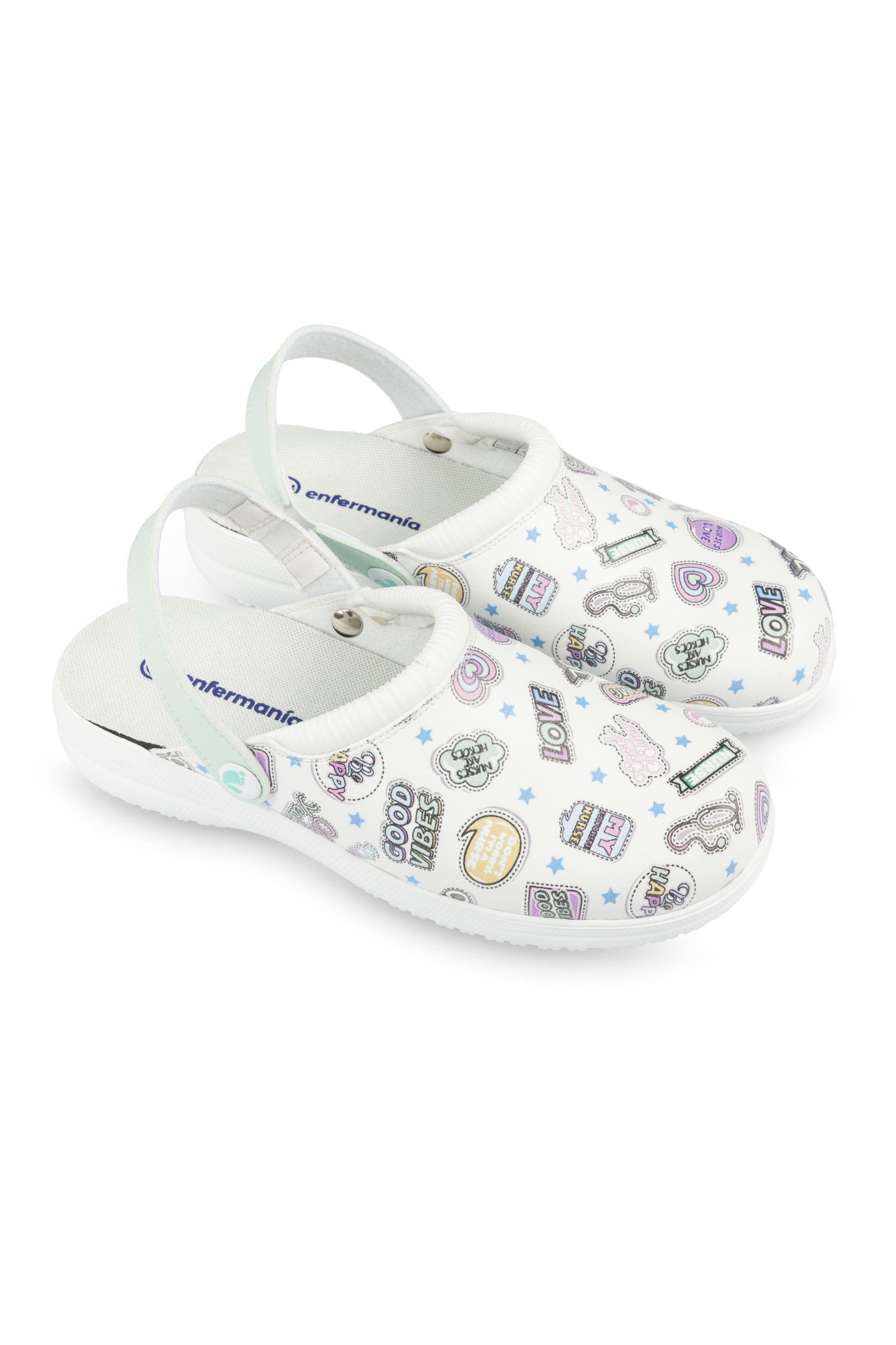Vegan Leather Sanitary Clog - Stickers Collection-zoom-1