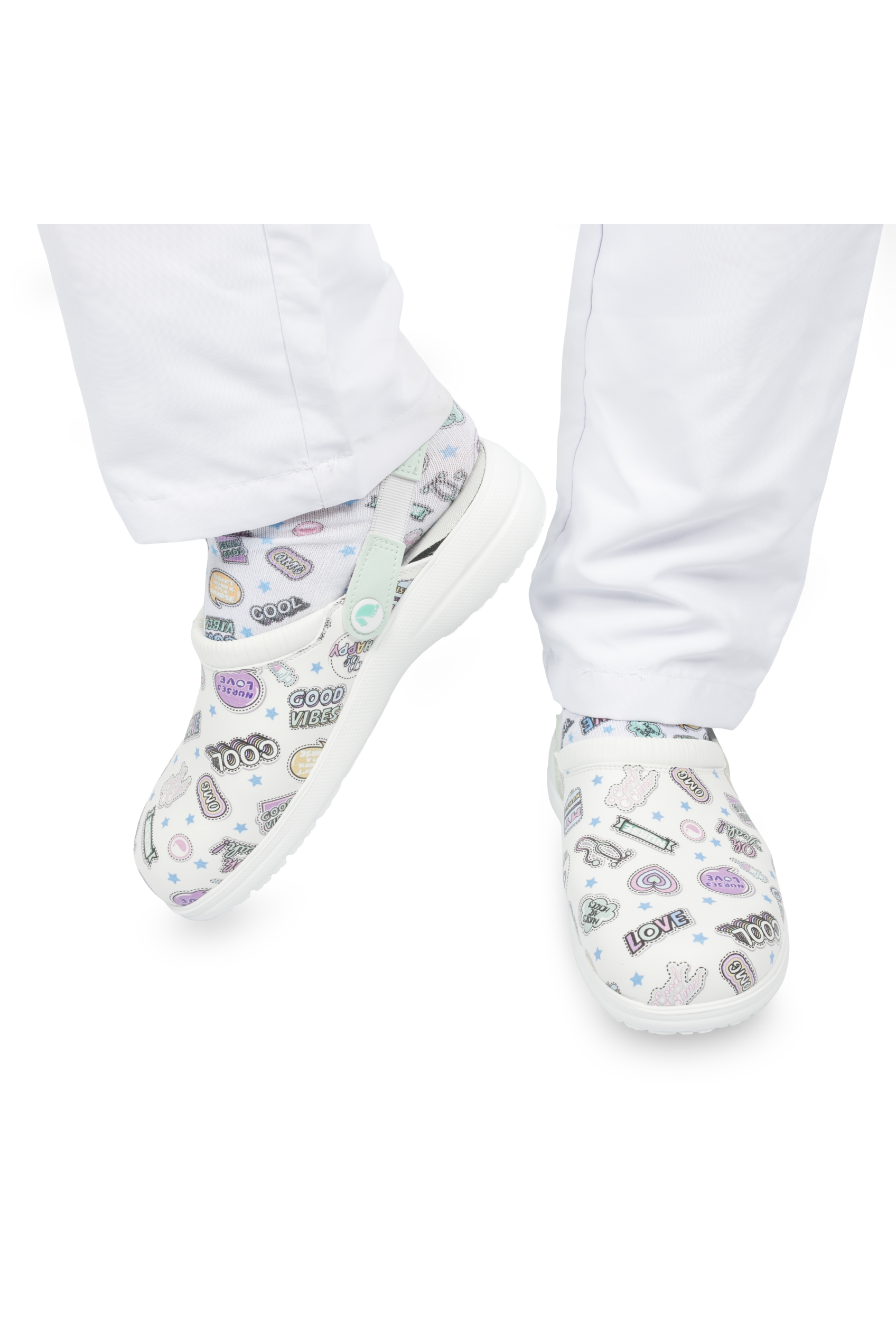 Vegan Leather Sanitary Clog - Stickers Collection-zoom-3
