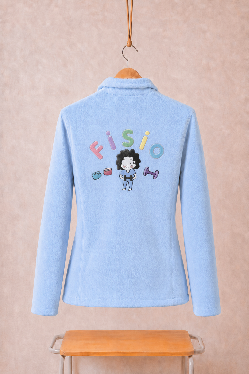Women's Fleece Scrub Top with Personalized Embroidery - Sweet Blue