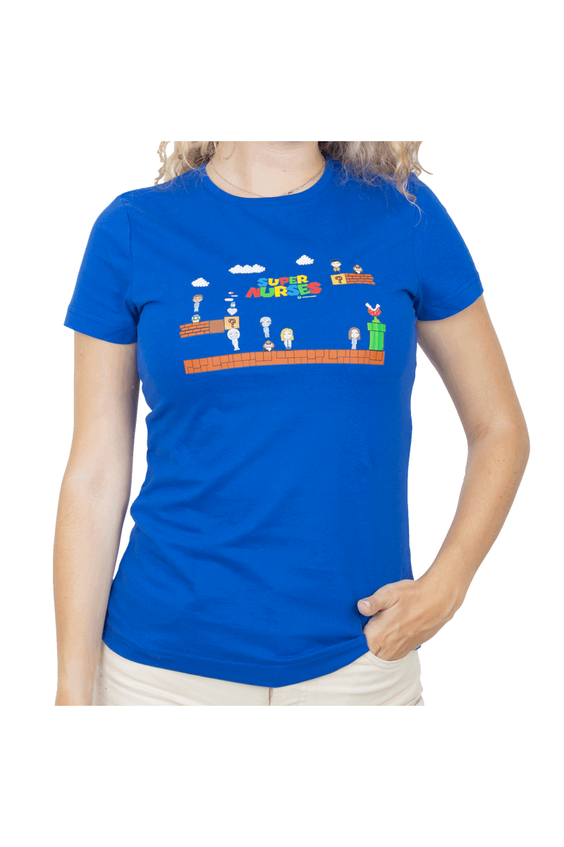 Camiseta Estampada Azul Royal para Mujer-zoom-
