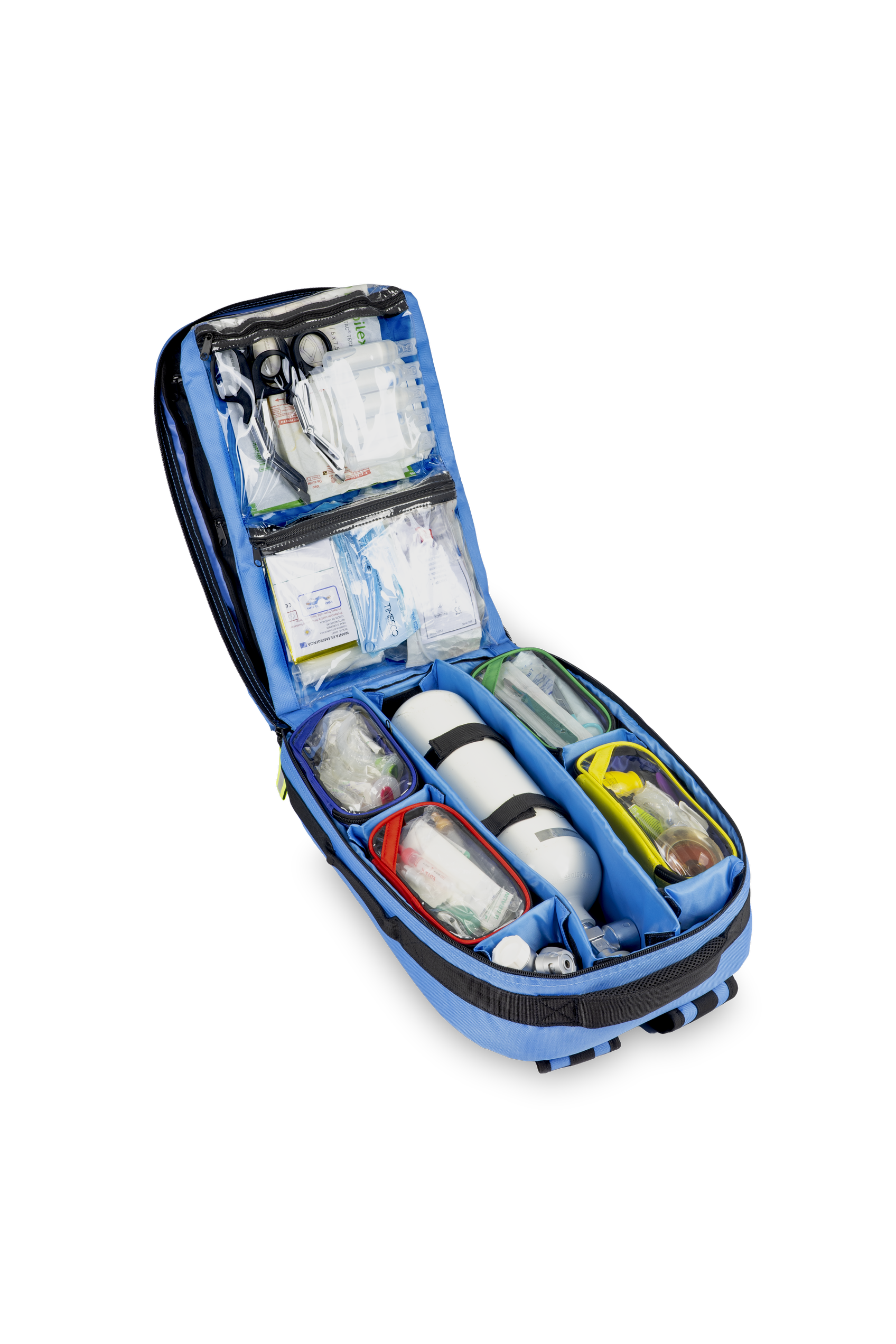 Interior de mochila de emergencias para material sanitario