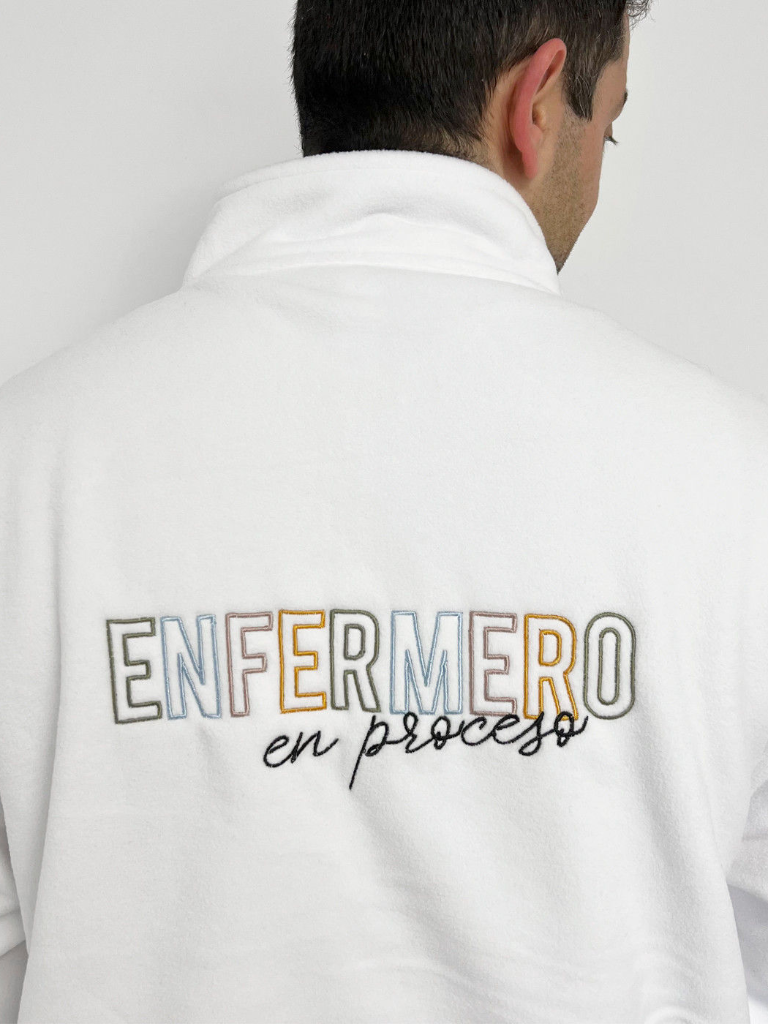 Personalized Men's Medical Fleece Jacket – White with Embroidery-zoom-