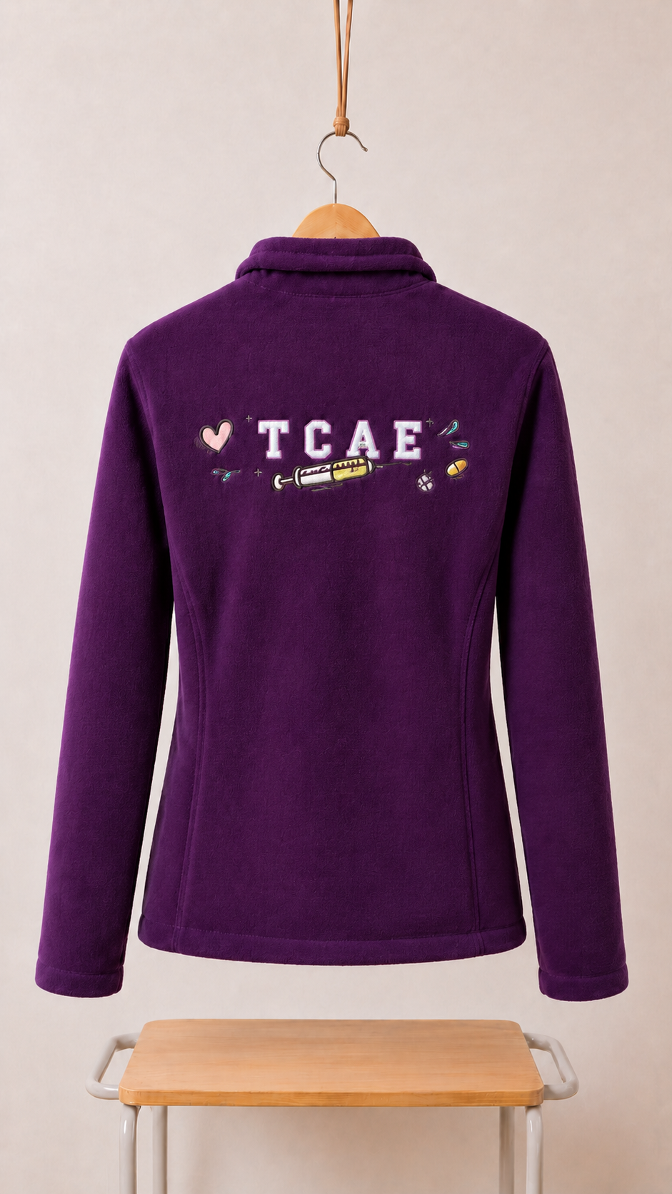 Personalized Women's Fleece Scrub Top – Purple with Embroidery