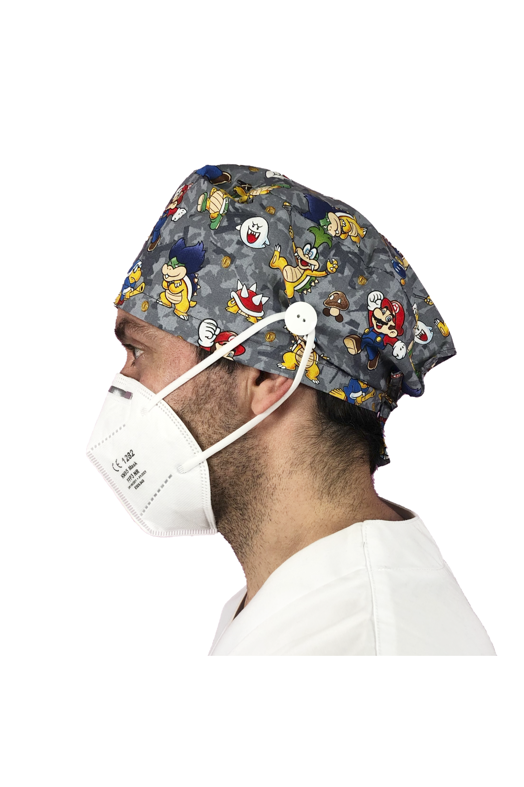 Short hair surgical cap with buttons - Printed -zoom-56