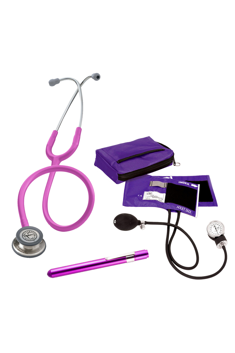 Kit completo para estudantes de saúde com Estetoscópio Littmann Classic III - Lilás-zoom-